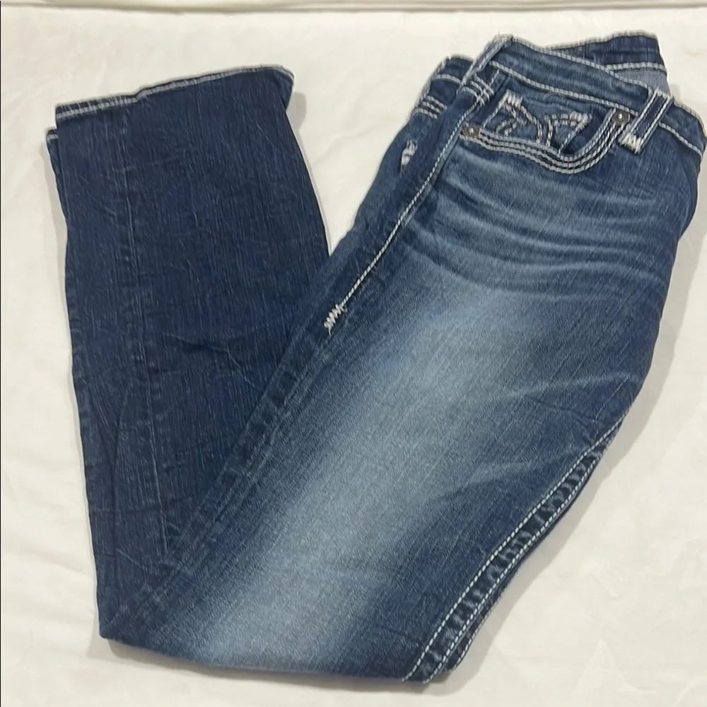 Big Star Blue Straight Leg Jeans with Faded Whiskering - Picture 1 of 9